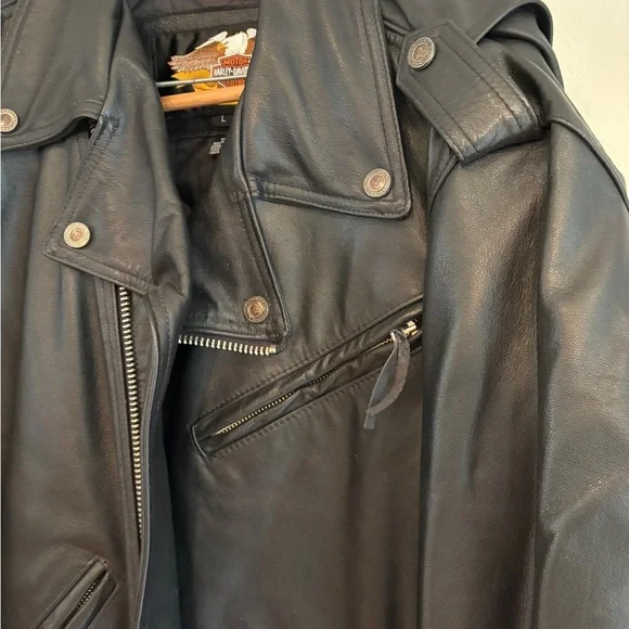 VINTAGE PRISTINE Harley-Davidson Black Leather Motorcycle Jacket - Picture 12 of 12